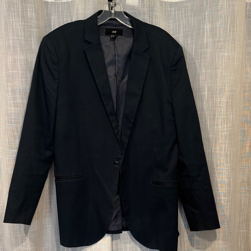 H&M Navy Blue Coat with Button Accents